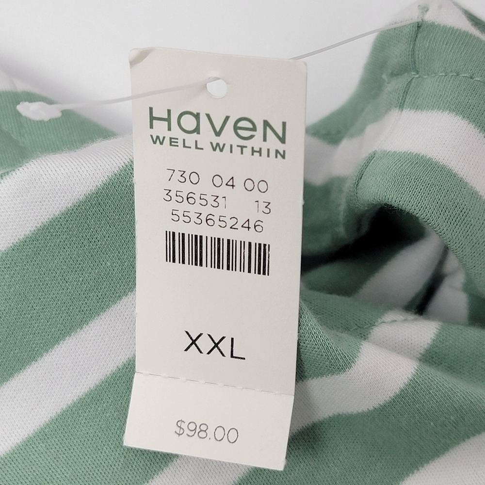 Haven Well Within NEW Womens XXL Green White Striped Coastal Jersey‎ Midi Dress - Picture 8 of 8